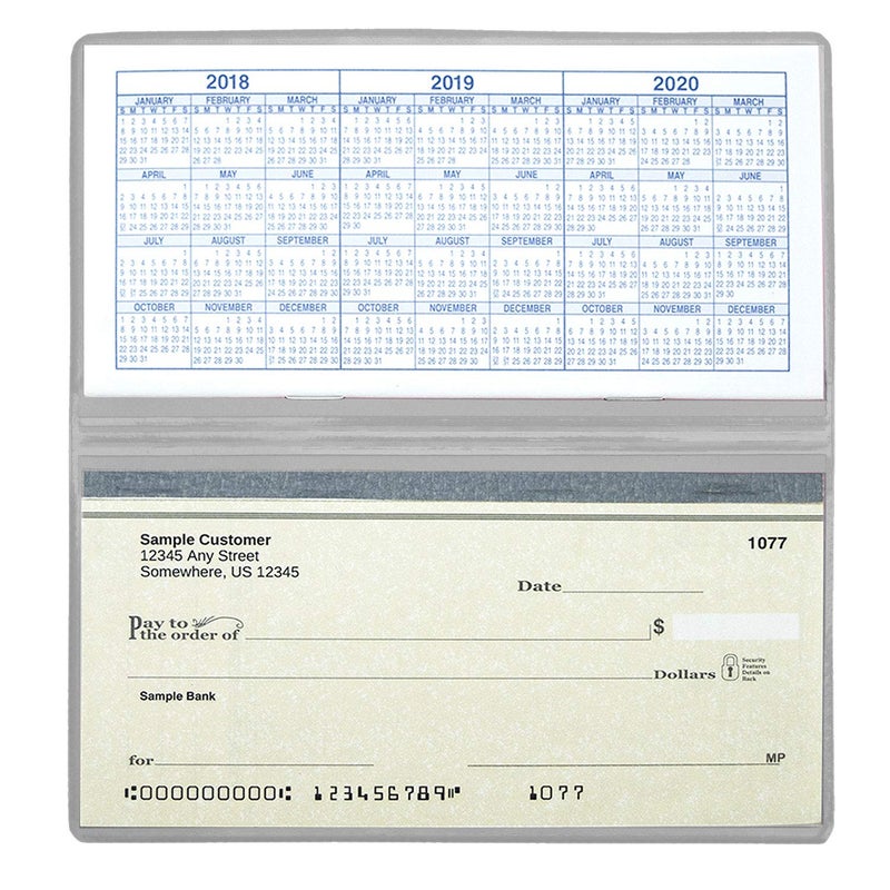 CAROUSELCHECKS Grey Vinyl Checkbook Cover, Top Tear Personal Vinyl Checkbook Cover - Image 2